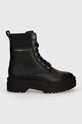 Μποτάκια Tommy Hilfiger LEATHER ELASTIC RIB LACEUP FW0FW08440 μαύρο AW24
