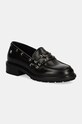Kožne mokasinke Tommy Hilfiger NAUTICAL EYELETS LEATHER LOAFER platforma crna FW0FW08148