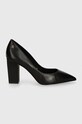 Kožne salonke Tommy Hilfiger BLOCK HEEL POINTED PUMP LEATHER FW0FW08149 crna AW24