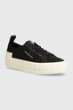 Calvin Klein Jeans tenisówki BOLD VULC FLATF LOW LACE MIX MTL Planet friendly czarny YW0YW01465