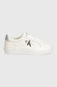 Calvin Klein Jeans sneakers din piele VULC FLATFORM LACEUP LTH YW0YW01474 alb AW24