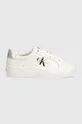 Δερμάτινα αθλητικά παπούτσια Calvin Klein Jeans VULC FLATFORM LACEUP LTH λευκό