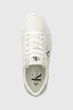 Calvin Klein Jeans sneakers din piele VULC FLATFORM LACEUP LTH alb YW0YW01474