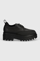 Calvin Klein Jeans pantof FLATFORM LACEUP DERBY MG MTL YW0YW01502 negru AW24