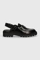 Calvin Klein Jeans mocassini in pelle COMBAT SLING MULE LTH YW0YW01521 nero AW24