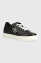 Sneakers boty Calvin Klein Jeans CLASSIC CUPSOLE LOW LACE LTH ML imitace kůže černá YW0YW01527