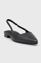 Kožené balerínky Calvin Klein FLAT SLINGBACK PUMP PEARL HW0HW02120 čierna AW24
