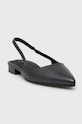 Кожени балеринки Calvin Klein FLAT SLINGBACK PUMP PEARL HW0HW02120 черен AW24