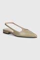 Кожаные балетки Calvin Klein FLAT SLINGBACK PUMP SAFF открытая пятка бежевый HW0HW02135