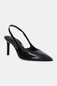Δερμάτινες γόβες Calvin Klein HEEL SLINGBACK PUMP 70 SAFF LTH 5-8 cm μαύρο HW0HW02068