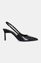 Шкіряні туфлі Calvin Klein HEEL SLINGBACK PUMP 70 SAFF LTH HW0HW02068 чорний AW24