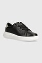 Шкіряні кросівки Calvin Klein CUPSOLE LACE UP LTH платформа чорний HW0HW02085