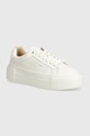 Usnjene superge Calvin Klein FF CUPSOLE LACE UP W/ML LTH Platforma bela HW0HW02118