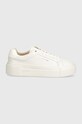 Usnjene superge Calvin Klein FF CUPSOLE LACE UP W/ML LTH HW0HW02118 bela AW24