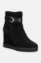Semišové topánky Geox D ELIDEA WEDGE klinový čierna D46VQA.02243.C9999