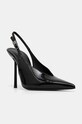 Le Silla pantofi cu toc Chanel Clivage calcai expus negru 4225C100BLPPKAB001