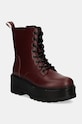 Calvin Klein Jeans bocanci FLATFORM HIGH LACE UP MG DL cu snur burgundia YW0YW01535