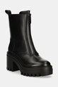 Calvin Klein Jeans cizme de piele CHUNKY HEELED ZIP BOOT LTH 5-8 cm negru YW0YW01541