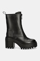 Calvin Klein Jeans cizme de piele CHUNKY HEELED ZIP BOOT LTH YW0YW01541 negru AW24