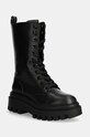 Kožne čizme Calvin Klein Jeans FLATFORM LACE UP BOOT MG LTH zrnata koža crna YW0YW01544