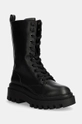 Calvin Klein Jeans stivali da motociclista in pelle FLATFORM LACE UP BOOT MG LTH non isolato nero YW0YW01544