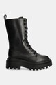 Kožne čizme Calvin Klein Jeans FLATFORM LACE UP BOOT MG LTH YW0YW01544 crna AW24