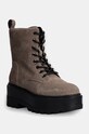 Замшеві черевики Calvin Klein Jeans FLATFORM ZIP LACEUP MG S замша коричневий YW0YW01554