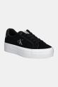 Велурени маратонки Calvin Klein Jeans VULC FLATFORM LACEUP LOW MG S платформа черен YW0YW01576