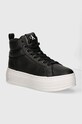 Αθλητικά Calvin Klein Jeans BOLD PLATF MID OH MG LTH απομίμηση λείου δέρματος μαύρο YW0YW01583