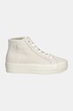 Calvin Klein Jeans tenisi din piele intoarsa VULC FLATFORM LACEUP MID MG S YW0YW01584 bej NC24