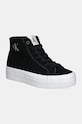 Велурени кецове Calvin Klein Jeans VULC FLATFORM LACEUP MID MG S равна черен YW0YW01584