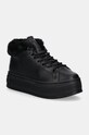 Calvin Klein Jeans buty skórzane BOLD PLATF LOW LACEUP MG LTH imitacja skóry licowej czarny YW0YW01590