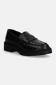 Calvin Klein Jeans mokasyny skórzane FLATFORM LOAFER MG CROC LTH platforma czarny YW0YW01680