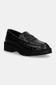Δερμάτινα μοκασίνια Calvin Klein Jeans FLATFORM LOAFER MG CROC LTH ίσια πλατφόρμα μαύρο YW0YW01680