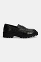 Calvin Klein Jeans mokasyny skórzane FLATFORM LOAFER MG CROC LTH YW0YW01680 czarny AW24