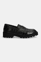 Δερμάτινα μοκασίνια Calvin Klein Jeans FLATFORM LOAFER MG CROC LTH YW0YW01680 μαύρο AW24