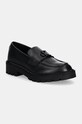 Δερμάτινα μοκασίνια Calvin Klein Jeans FLATFORM LOAFER HW MG LTH ίσια πλατφόρμα μαύρο YW0YW01682