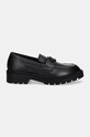 Δερμάτινα μοκασίνια Calvin Klein Jeans FLATFORM LOAFER HW MG LTH YW0YW01682 μαύρο AW24