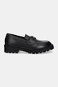 Calvin Klein Jeans bőr mokaszin FLATFORM LOAFER HW MG LTH YW0YW01682 fekete AW24