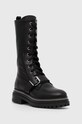 Weekend Max Mara bocanci de piele cu snur negru 2425796054600.BLACK