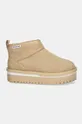 Tommy Jeans stivali da neve in camoscio TJW SUEDE FLATFORM BOOT WL EN0EN02599 beige NC24