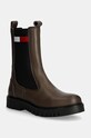 Tommy Jeans ghete chelsea de piele TJW LONG CHELSEA BOOT pana la 5 cm maro EN0EN02625
