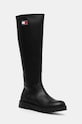 Kozačky Tommy Jeans TJW LONG SHAFT BOOT plochý černá EN0EN02627