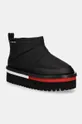 Tommy Jeans stivali da neve TJW NYLON FLATFORM BOOT WL pelle fiore nero EN0EN02689