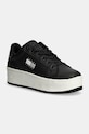 Kožené tenisky Tommy Jeans TJW FLATFORM SNEAKER METALLIC usňová koža čierna EN0EN02711