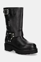 Tommy Jeans stivaletti alla caviglia in pelle TJW URBAN BIKER BOOT LEATHER non isolato nero EN0EN02728