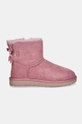 Čizme za snijeg od brušene kože UGG Mini Bailey Bow II 1016501.DYR roza AW24