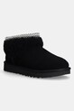 Semišové snehule UGG Classic Ultra Mini Maxi Curly semišová koža čierna 1158263.BLK