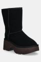 UGG cizme din piele intoarsa Classic Short New Heights 5-8 cm negru 1158310.BLK