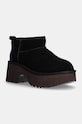 Semišové boty UGG Classic Ultra Mini New Heights platforma černá 1158311.BLK
